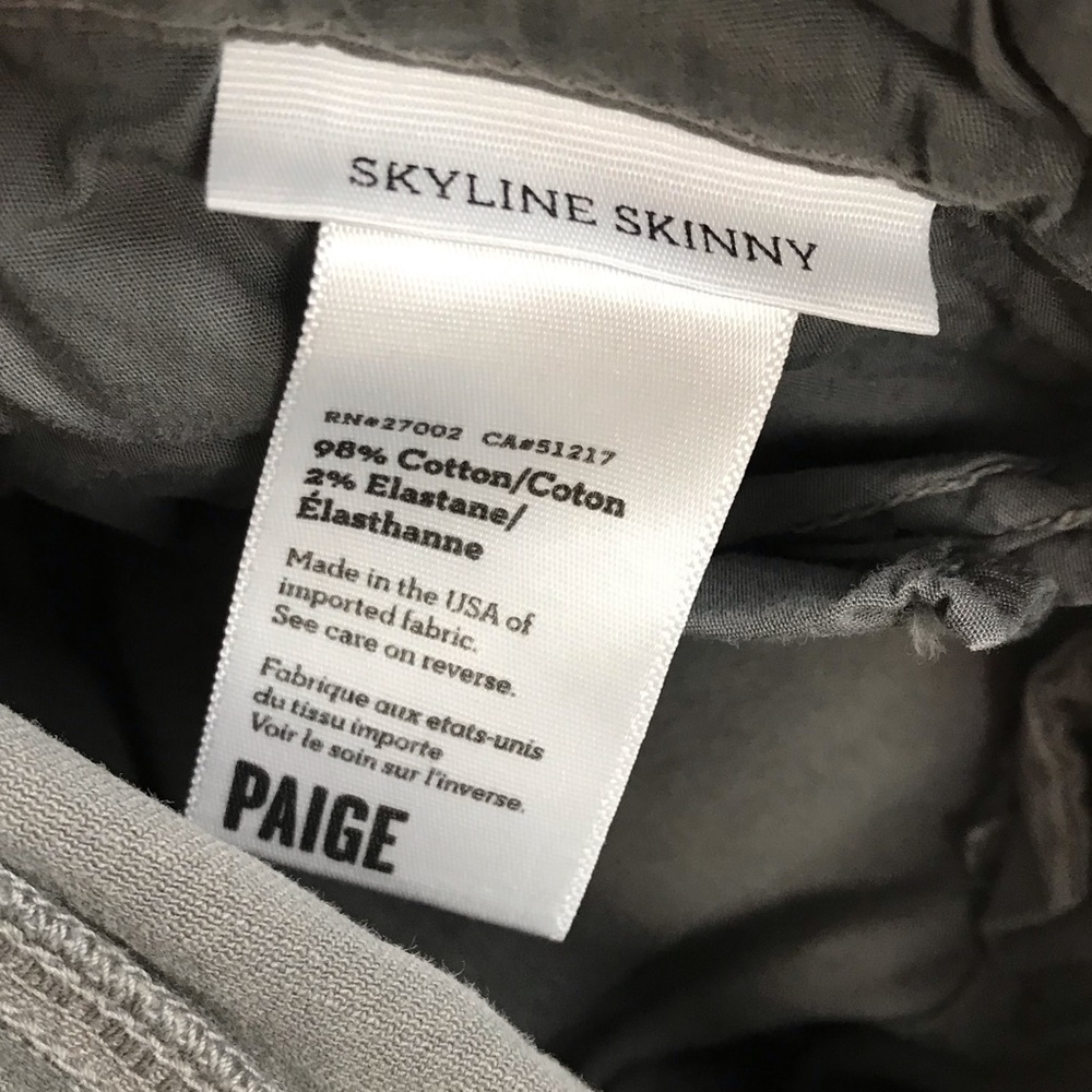 Paige Skyline Skinny Gray Stretch Jeans size 24 - Picture 7 of 7